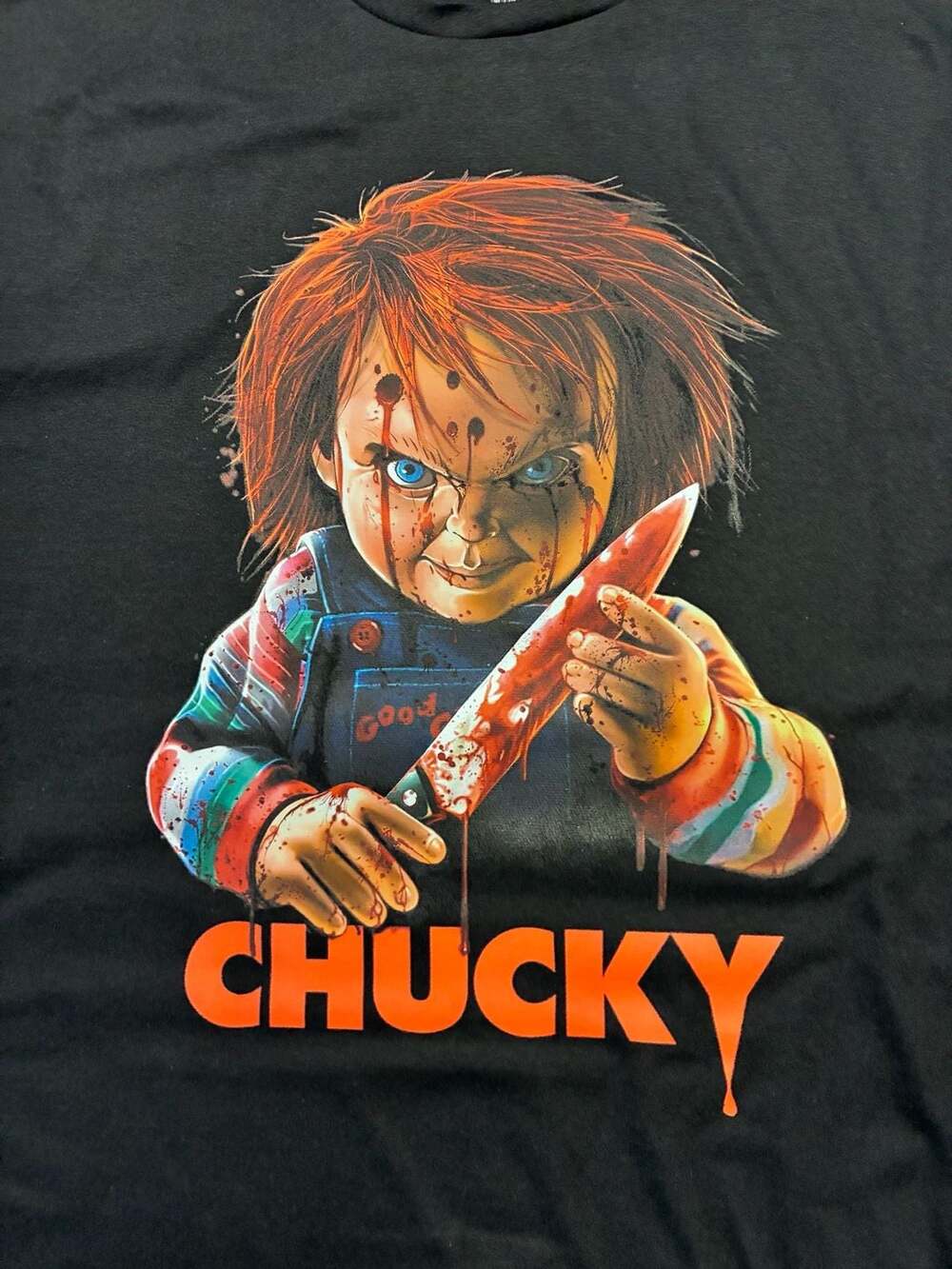 Chucky Child's Play Bloody Knife Horror Movie T-Shirt XL Black